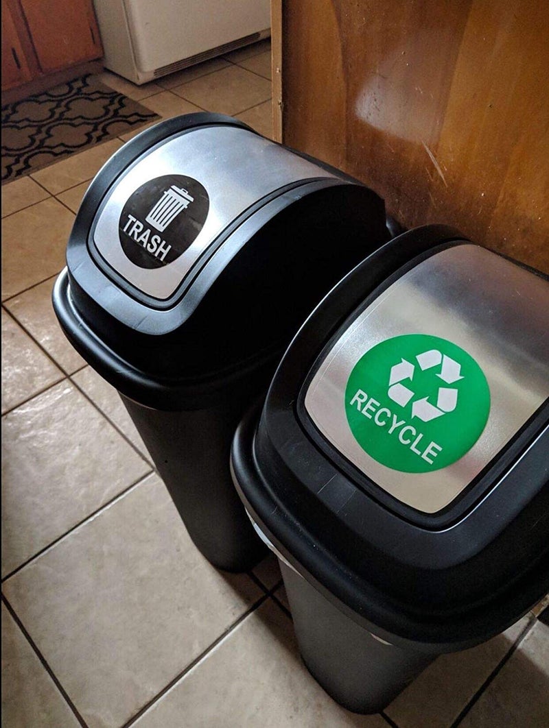 Remarkable Recycle Sticker Trash Bin Label 8 Pack-4"x4"-Waterproof Organize & Coordinate Garbage Waste from Recycling Indoor & Outdoor,Great for Metal Aluminum Steel or Plastic Trash Cans,Use at Kitchen &Office - Image 4